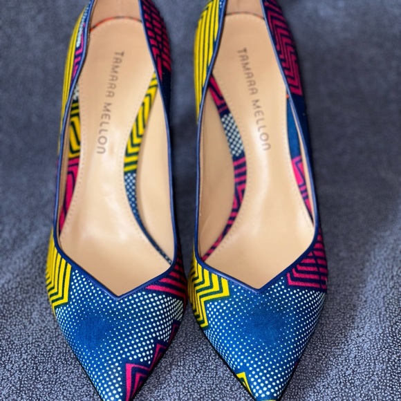 Tamara Mellon Vamp Multi Color Fabric Pump - Picture 3 of 7